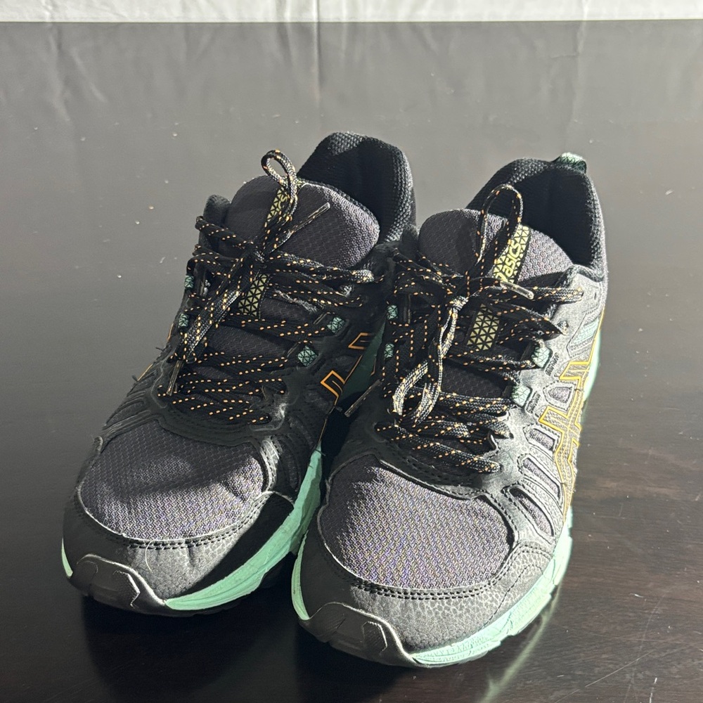 Asics Black and Green Athletic Shoes